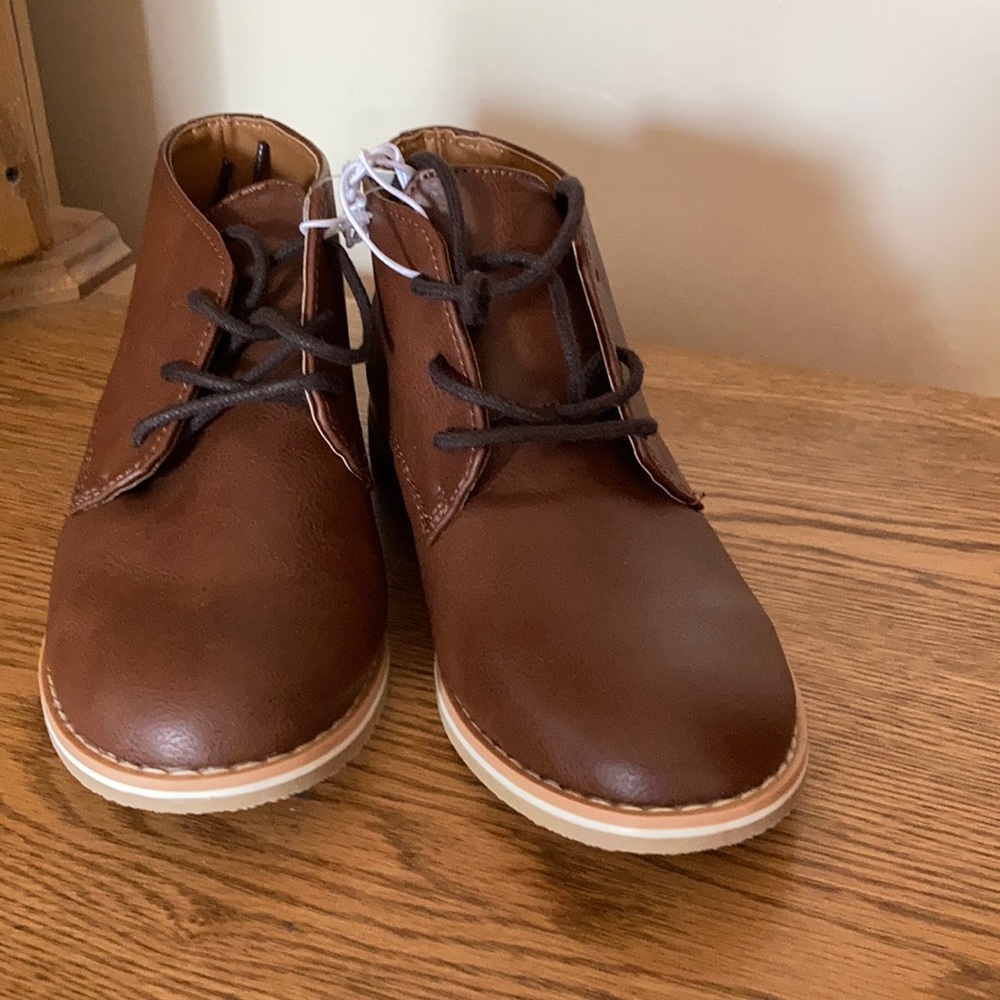 New Cat & Jack boys brown laced dress shoe size 3 - Picture 2 of 5